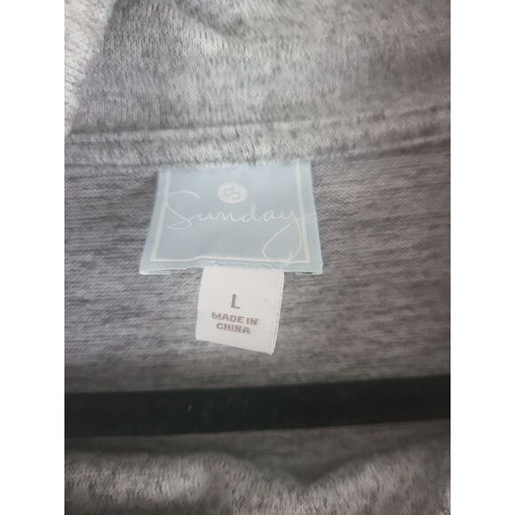 Sunday Cowl Neck Sweater L Womens Grey Floral Embroidered Long Sleeve Pullover - Picture 7 of 10